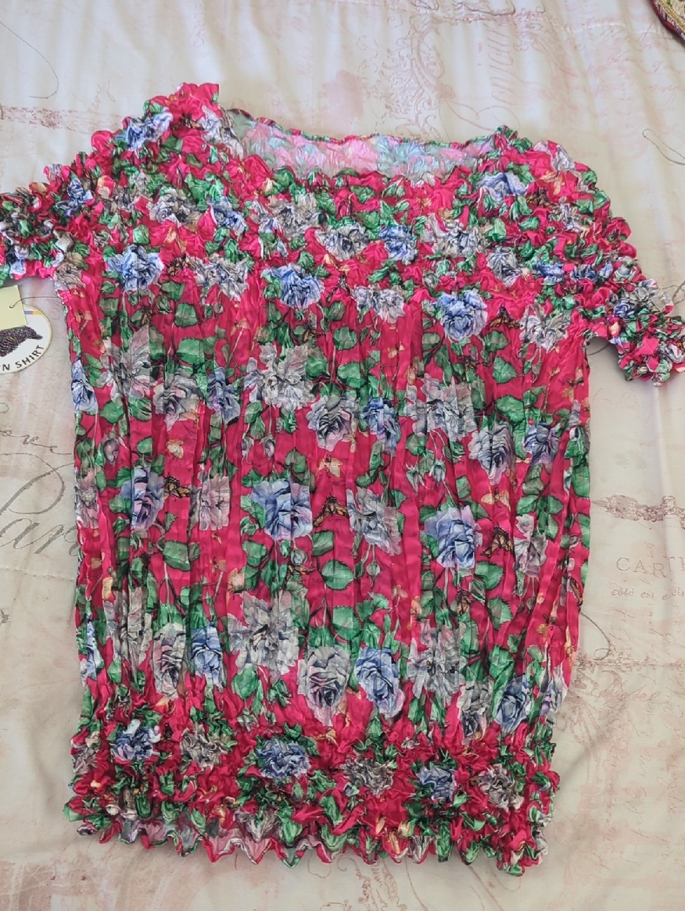 Floral Popcorn Shirt Accordion Blouse NWT